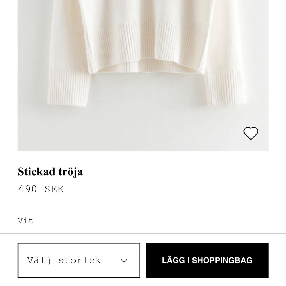 söt vit tröja från &otherstories 490 ny pris. Tröjor & Koftor.