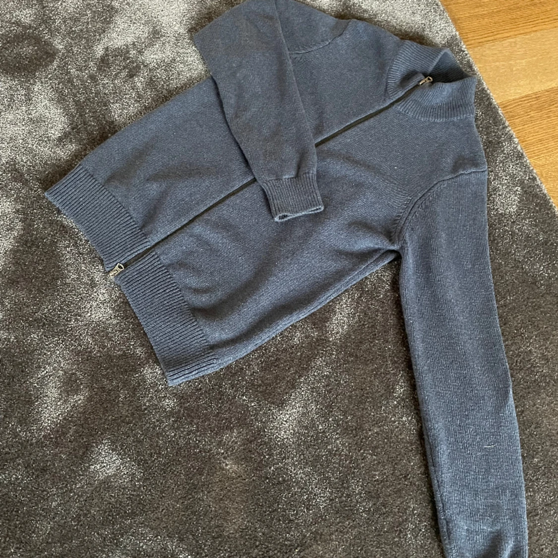 Mörkblå zip cardigan kofta  - 90