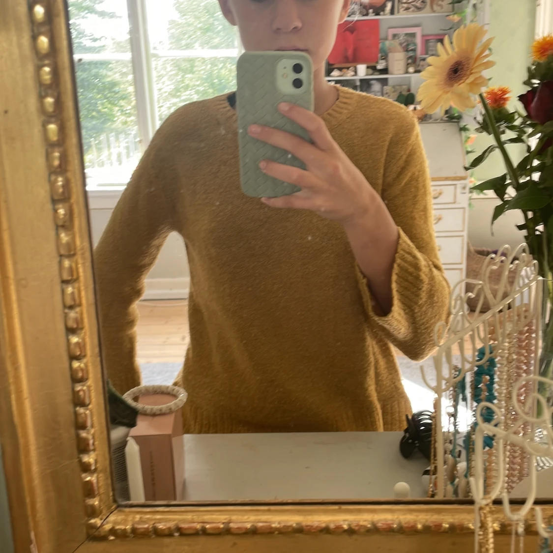 Fin stickad orange gul tröja - 91