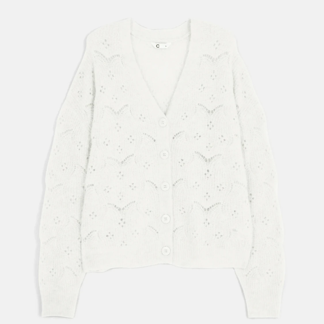 Vit stickad kofta  - 90