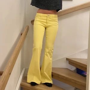 Gula jeans - Så himla fina gula jeans! Långa lågmidjade och bootcut, dem perfekta jeansen! Säljer för bra bud!💕 passar 34-38. Aldrig använda!