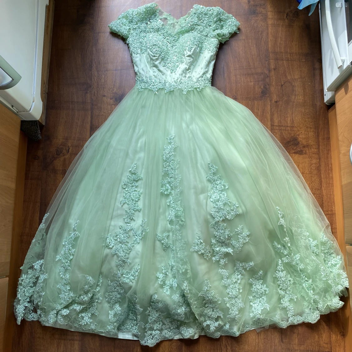 Vintage Grön Balklänning