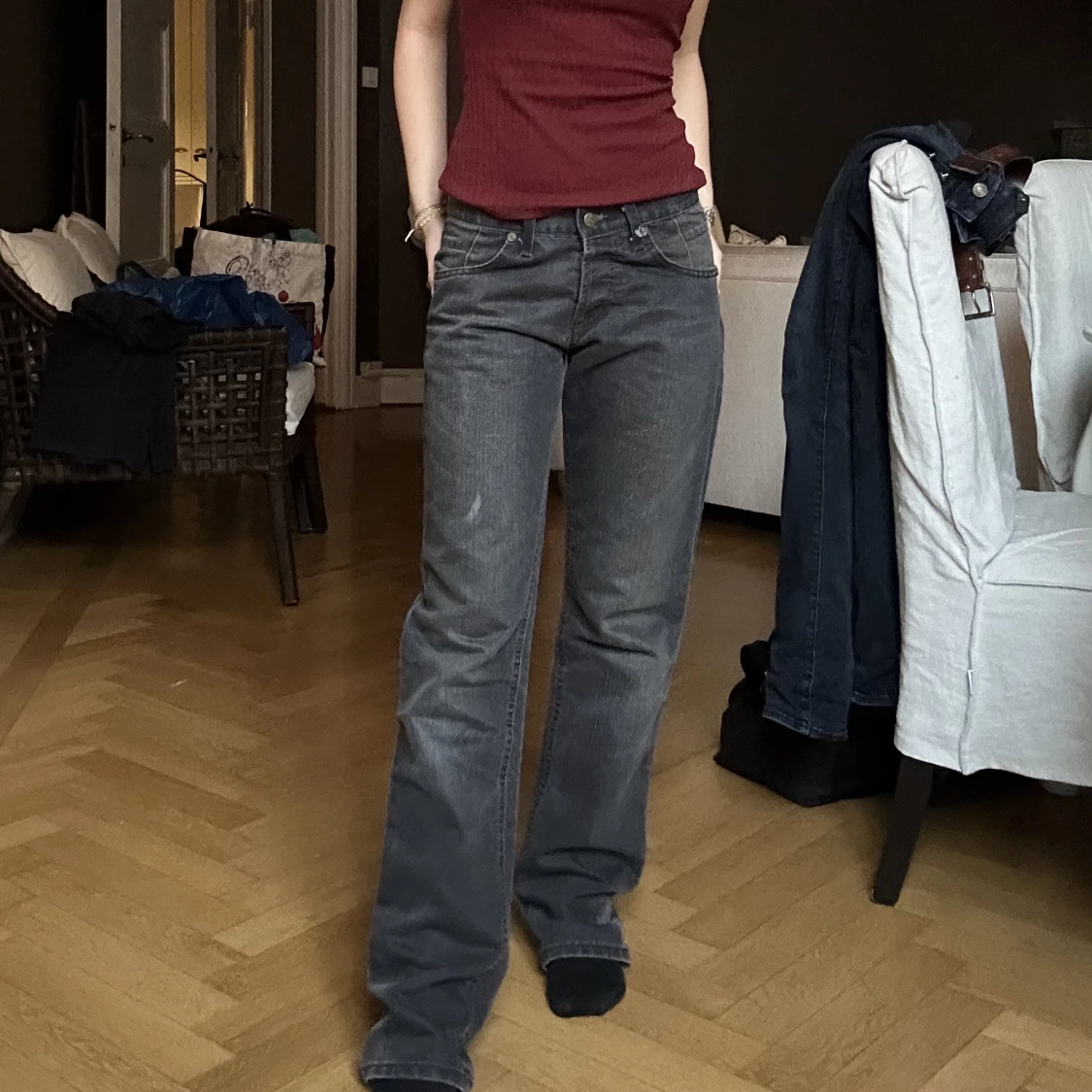 Mörkgrå baggy jeans - 91