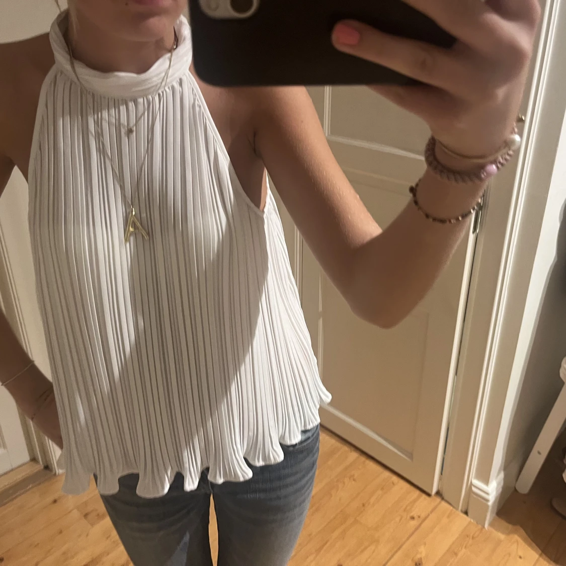 Vit halternecktopp - 90