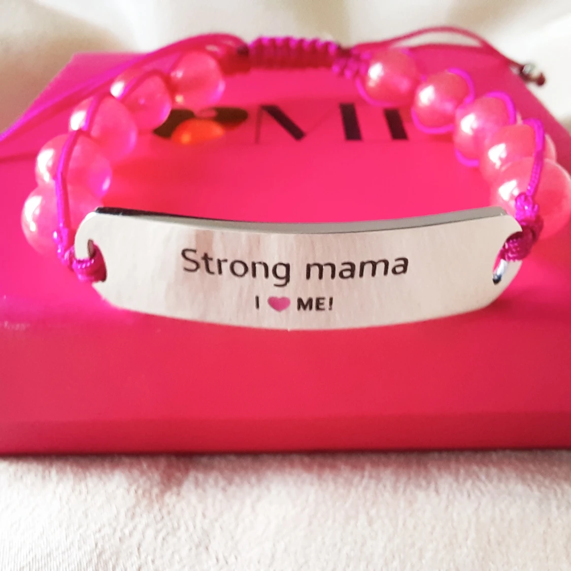 Inspirational bracelet with natural gemstones and engraved stainless steel  - 90