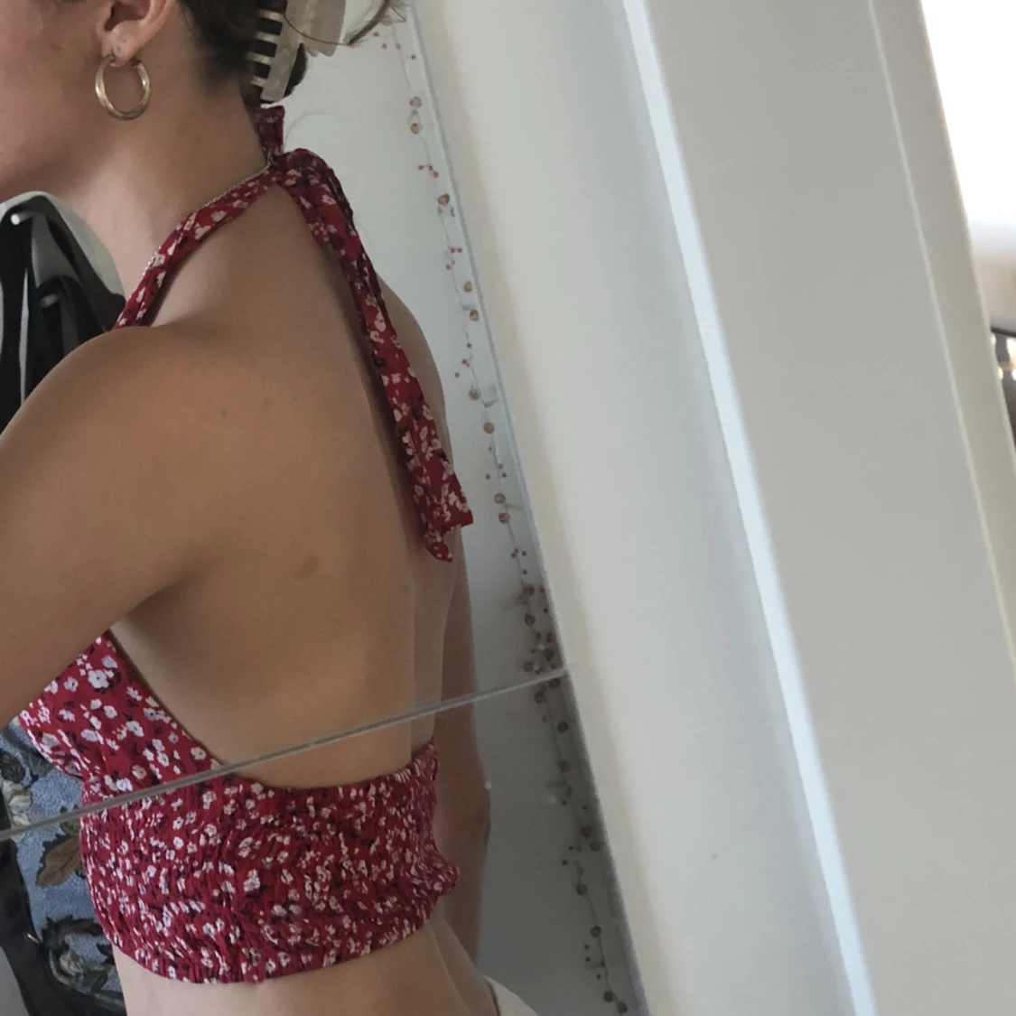 Röd blommig halterneck topp❤️‍🔥 - 90