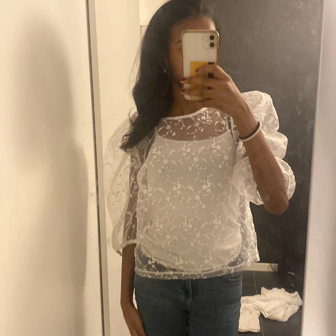 Puffärmad vit blus🤍 - 90