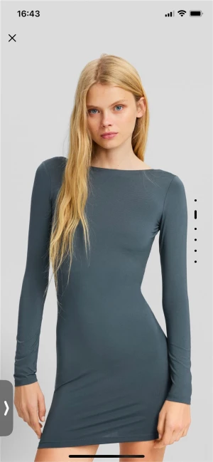 Backless dress petrol color - Size S bershka blue/green color long sleeve dress. Used once. Backless, ideal for winter 