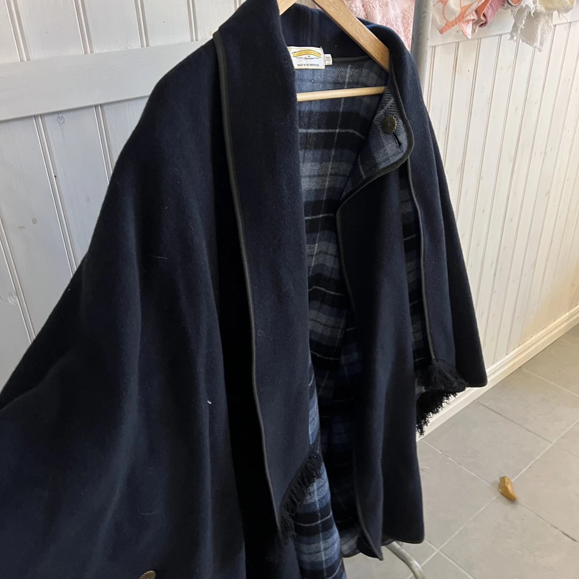 Sent 70-tal James pringle weavers blå- vändbar cape  - 90