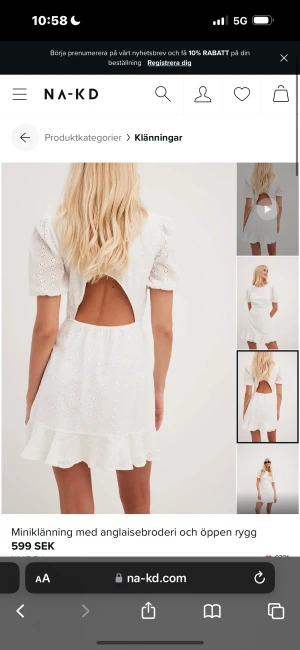 Vit klänning  - Så fin NAKD klänning, slutsåld på hemsidan. Helt oanvänd, endast provad! 