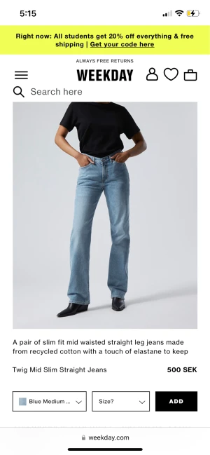 Weekday jeans - Fina Weekday jeans som är midwaist, för små för mig och därav ingen bild på.💗