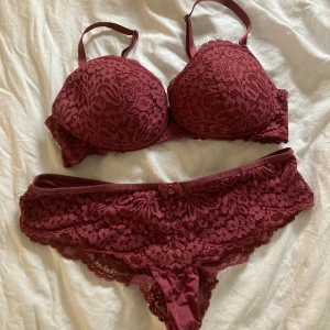 Vinröda underkläder - Snygga o sexiga underkläder i vinröd. Torsoerna är endast testade. Behov är utan byglar. Snygga men satt inte bra på mig. Är i M men skulle säga att trosorna är M/S. 