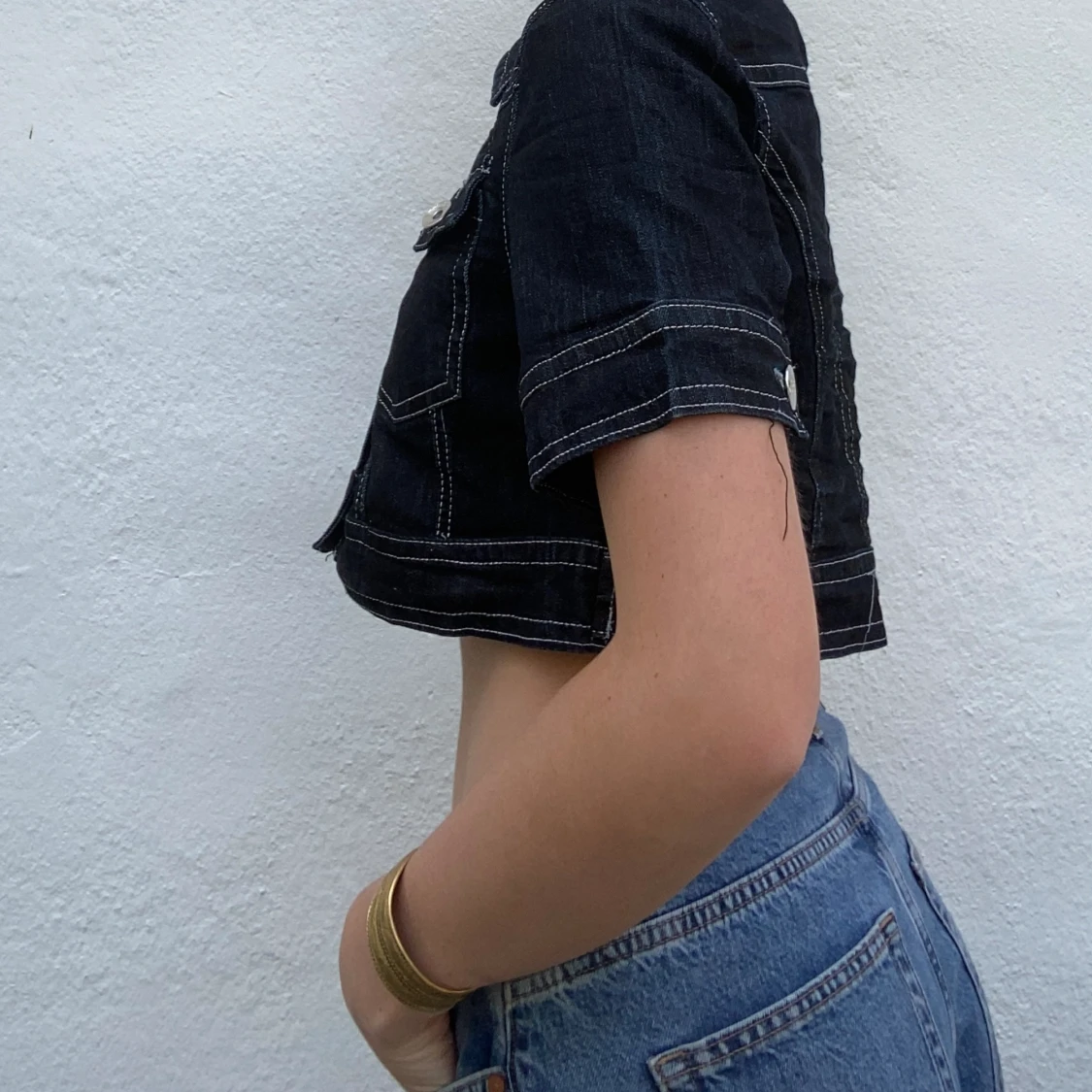 Croppad denimtopp - 91