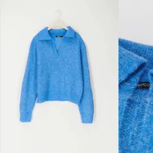 Jättefin blå stickad tröja från Gina tricot i storlek XS💙 