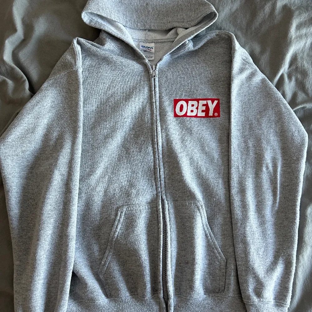 Skitcool Obey hoodie som längre inte används. Stort tryck på baksidan. Lite noppig där av priset men inget som inte går att fixa! Skriv om ni har frågor eller vill ha fler bilder!💘 KÖPAREN STÅR FÖR FRAKT . Hoodies.