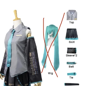 Miku cosplay (utan peruk) - Använt kanske 3-4 gånger, jag hade svårt att styla peruken så jag säljer nu kläderna.   Skriv för mer bilder eller prisförslag eller övertogs frågor