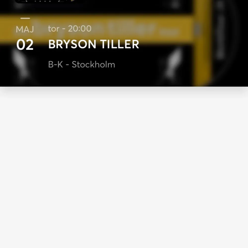 Biljett till Bryson Tiller konserten 2:a Maj. Skickas via ticketmaster för säkrare köp. Endast seriösa köpare. 545kr/styck . Övrigt.
