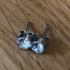 Örhängen - Silvriga örhängen med vita kristaller.