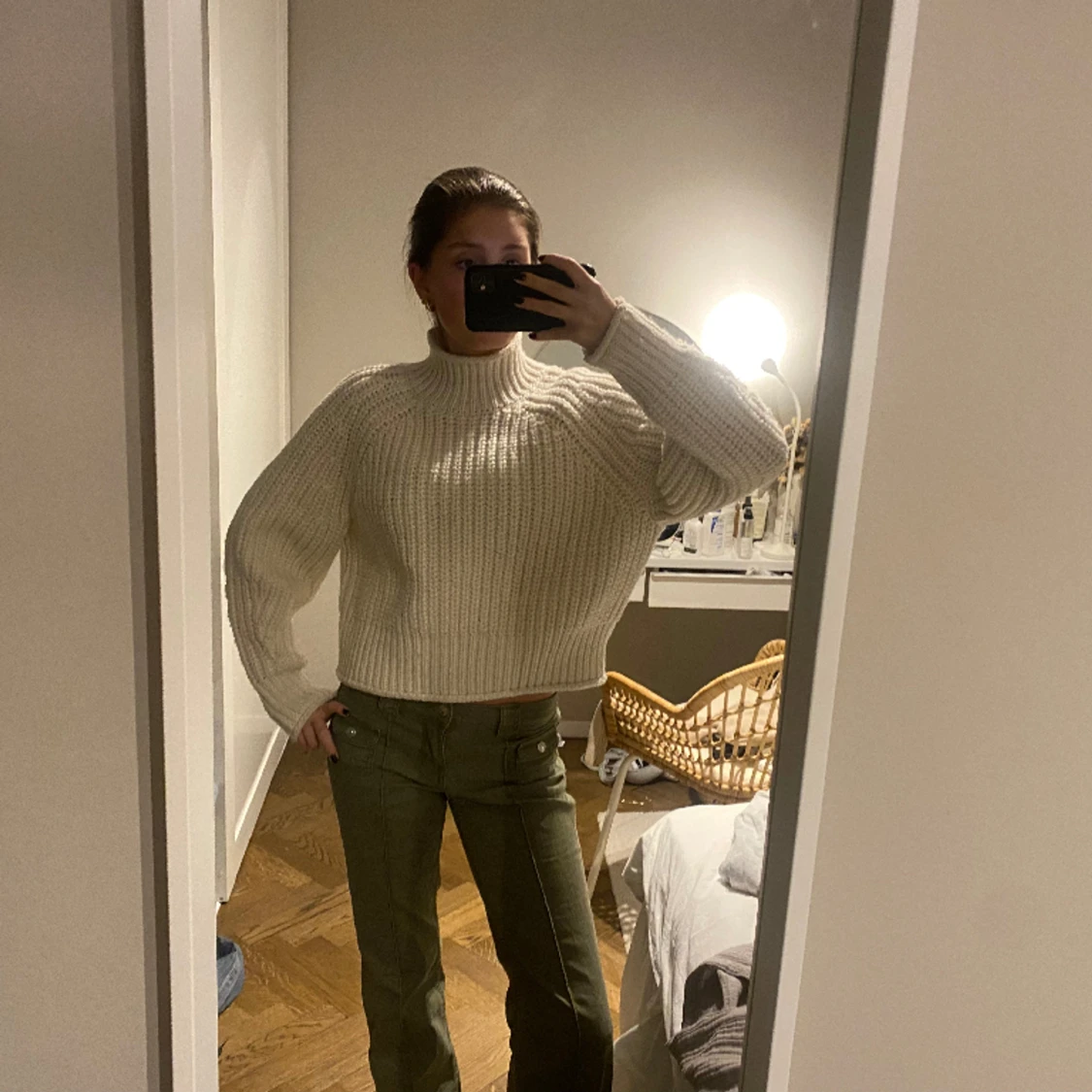 Vit stickad tröja - 90