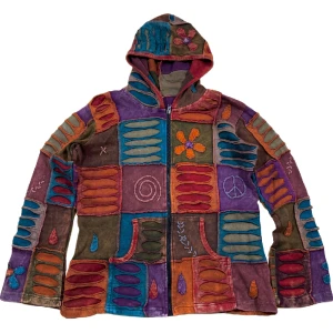 Unik Färgglad Zip-Up Hoodie - Färgglad tröja med dragkedja, storlek M. Ställ gärna frågor!😊