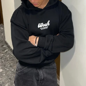 HELT NYTT! Hoddie WOAH! Merchy.se Ludde - storlek M - Säljs Hoodie för köpte fel🤦🏻‍♀️ det gick inte att skicka på retur. Den är helt nytt och oanvänt. Färg svart med rosa avtryck 