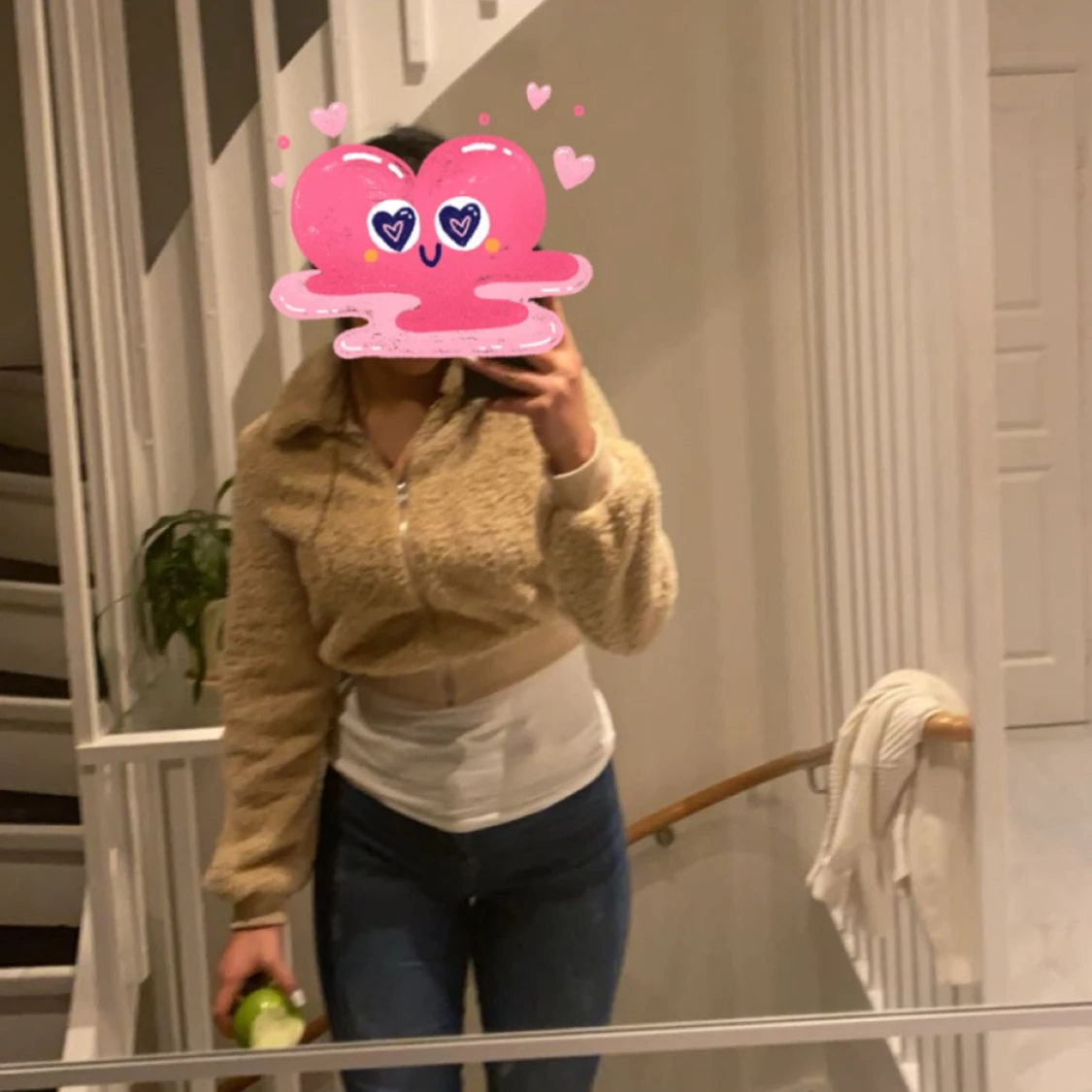 Kaki pälsig kofta - 90