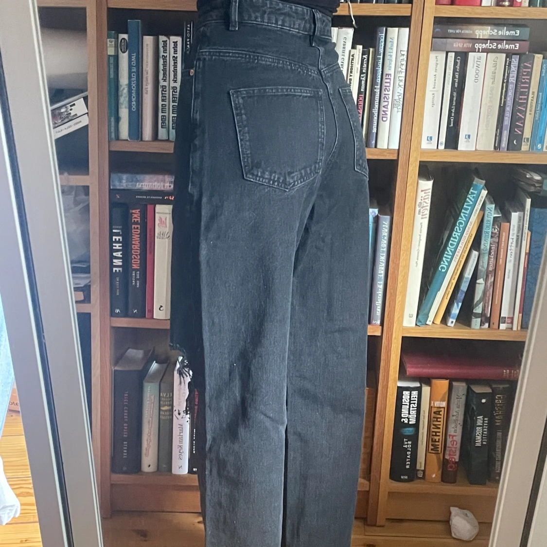 Slitna baggy jeans med hög midja - 90