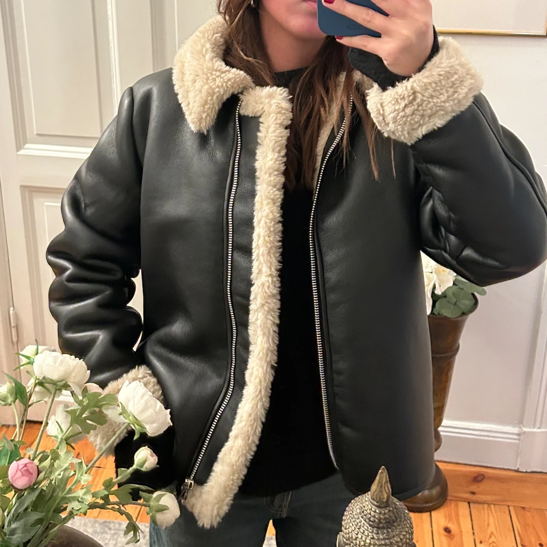 Teddy jacka med skinn - 92