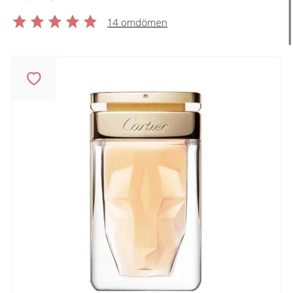 Cartier La Panthère Eau de Parfum, Säljer parfymen då det inte är något för mig och fick den i present men den luktar fantastiskt gott och håller väldigt länge. Säljer för 900kr då den är köpt för 1200kr och har använt den någon gång. 75ml  . Övrigt.