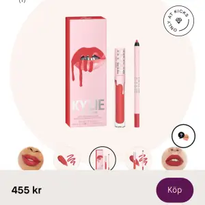 Säljer mitt matte lip kit från Kylie Cosmetics i färgen lil bad thing. Har använt den två ggr men inte min färg. Är lite ”kladd” på utsidan på läppennan (se sista bild) annars inget fel utöver der. Nypris 455 kr! ❤️