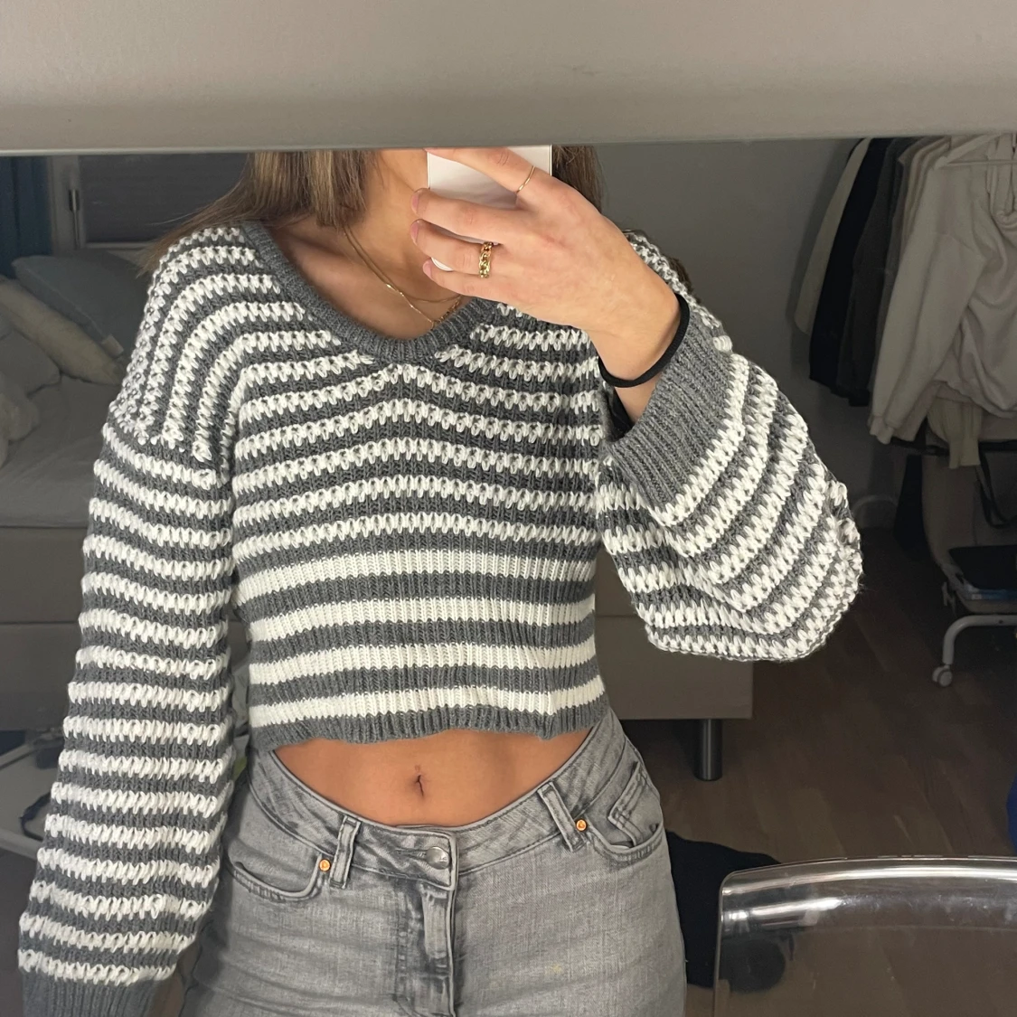 Randig stickad tröja  - 91