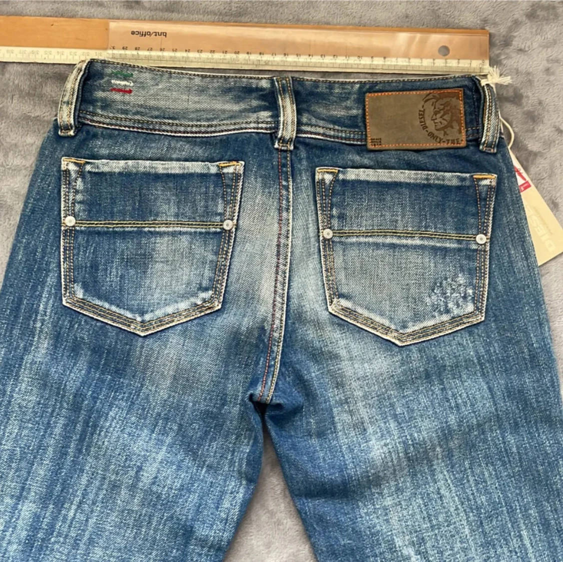 Blå lågmidjade bootcut jeans - 91