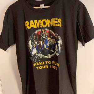 Ramones T-shirt i Mycket fint skick och modellen ska vara ”vintage look”, står storlek L, men är mer som en M, 64cm från axeln och ner och 47cm mellan armhålorna. 