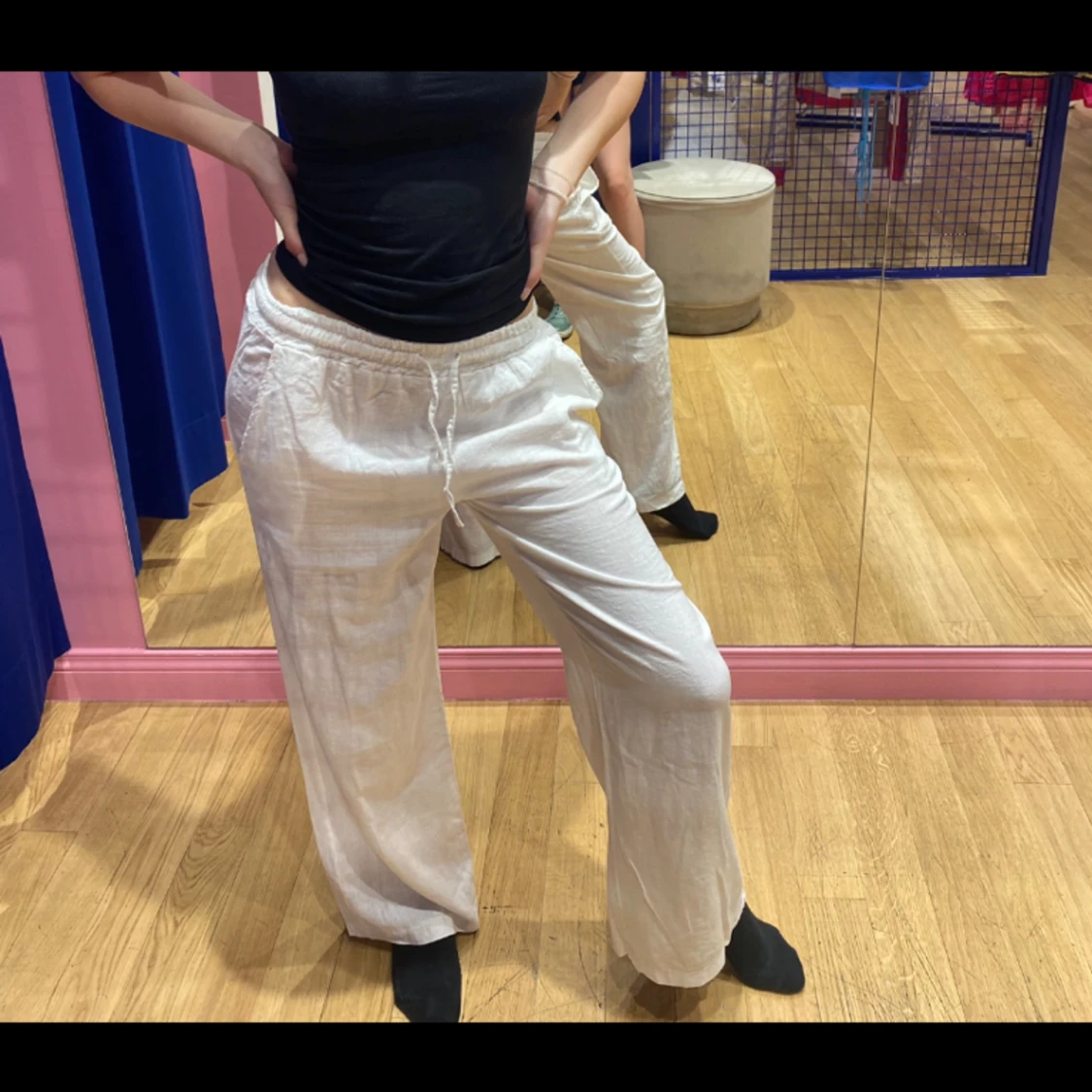 Snygga baggy lågmidjade linnebyxor - 90