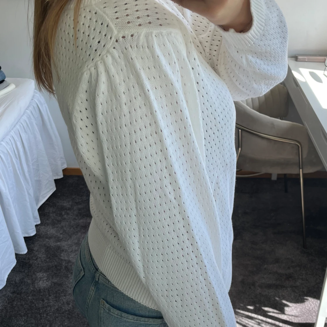 Vit stickad tröja - 91