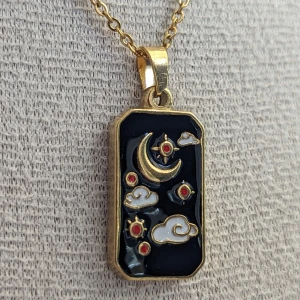 Rektangulär Tarot Svart Hängsmycke I Rostfritt Stål - Ny Vintage retro stil  Rostfritt stål  Jag samfraktar gärna Ny