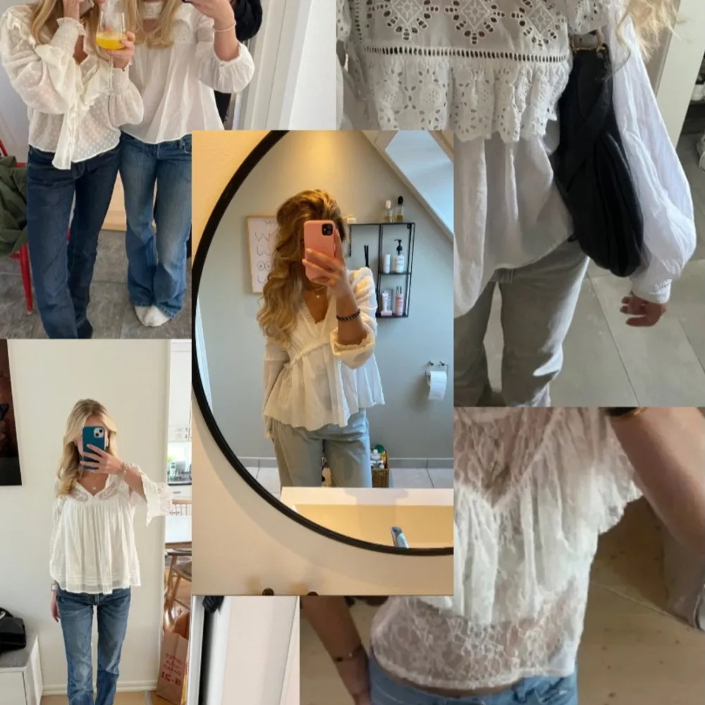 Jättefin spets blus från happy holly. Väldigt fint matrial med få användningar. Sista bilden är inspirations bilder som jag har lånat för en överblick på hur man kan styla den❤️🔥. Puserot.