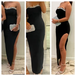 Festklänning  - En fin svart klänning storlek M tappat en sten men det syns inte så mkt. Kolla bilderna