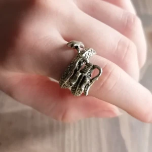 Drakering - En snygg ring i form av en drake som aldrig i använd då den är lite för stor. Silvrig färg och ser helt ny ut