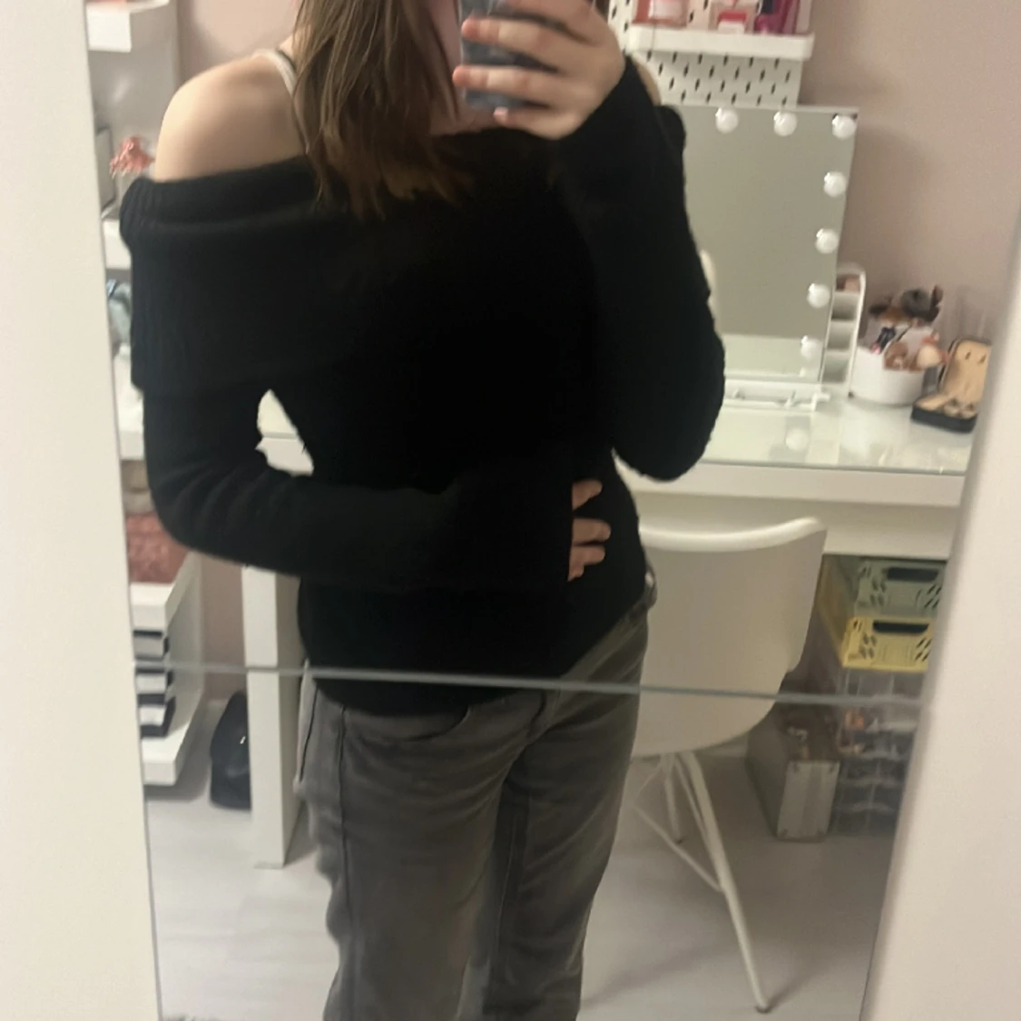 Svart off shoulder tröja - 91