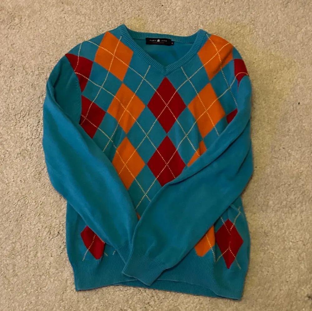 En Blå Park lane tröja med rutigt mönster, använd men i bra skick. Tröjor & Koftor.
