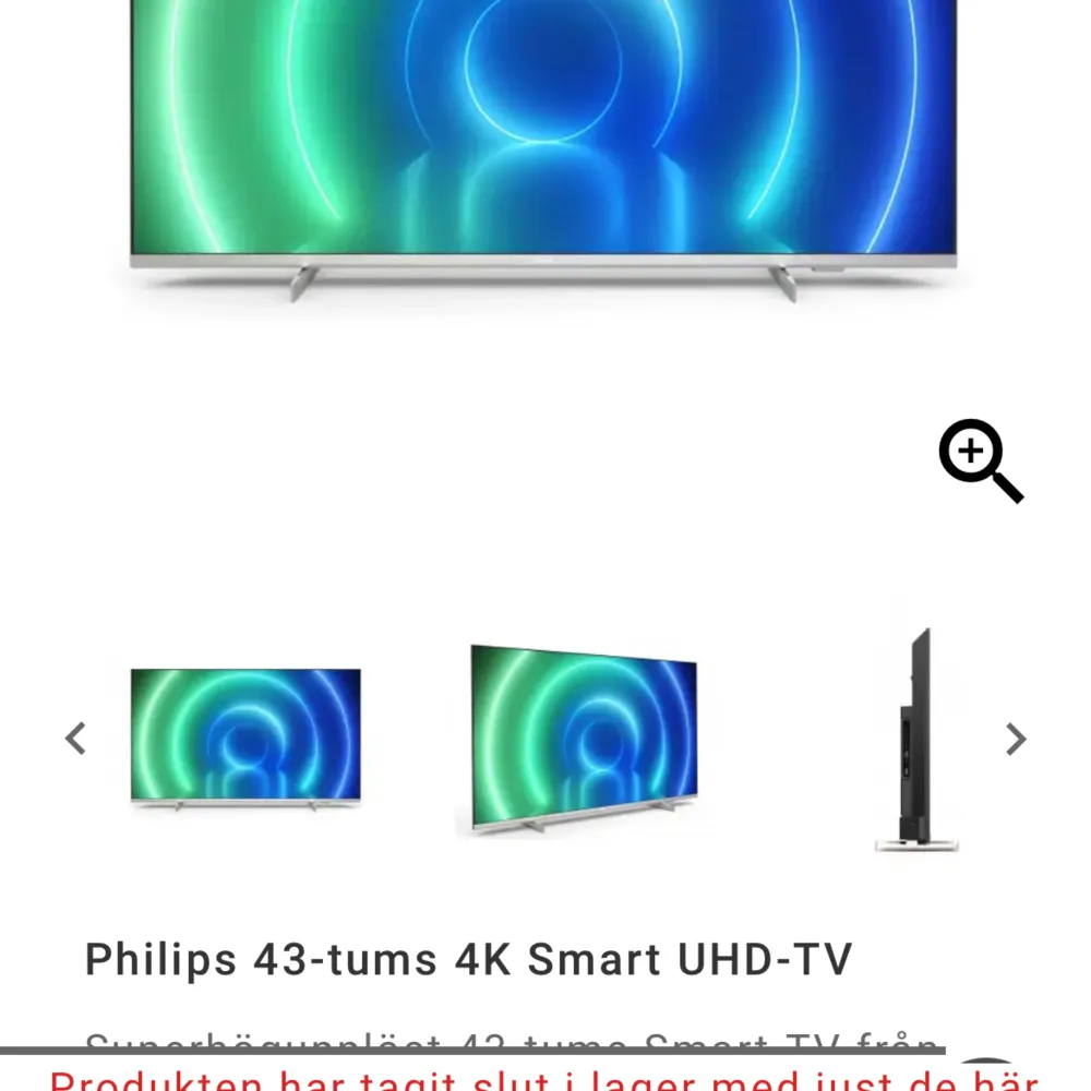 Philips TV i exemplariskt skick! Använt sedan några år tillbaka och funkar felfritt sedan dess! Väggfäste (Bild 2) följer med vid köp! Nypris: 4300kr Mitt pris:2499kr. Övrigt.