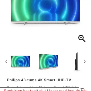 Philips TV i exemplariskt skick! Använt sedan några år tillbaka och funkar felfritt sedan dess! Väggfäste (Bild 2) följer med vid köp! Nypris: 4300kr Mitt pris:2499kr