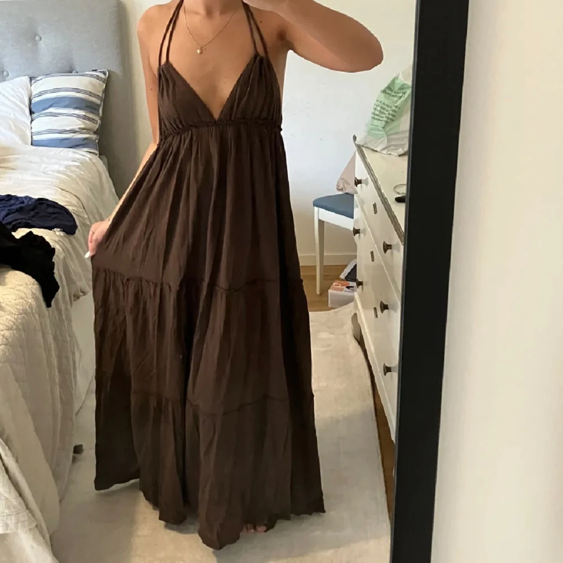 Mörkbrun maxiklänning - 90