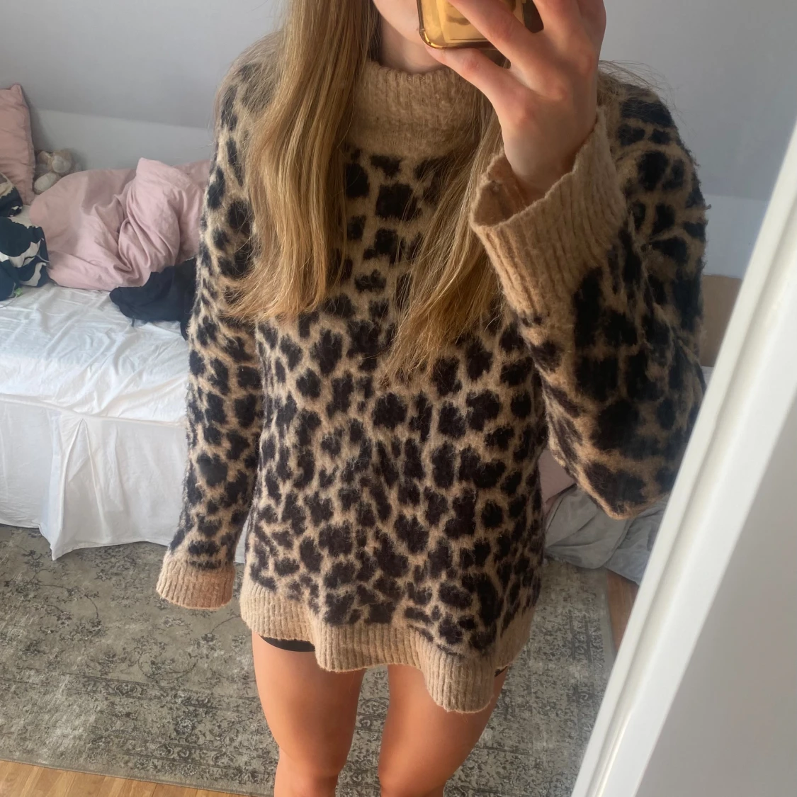 Leopard stickad tröja  - 90