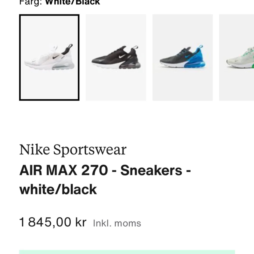 Nike air Max 270. Storlek 41, sneakers är i gott skick och priset kan diskuteras samt köparen står för frakten. Orginal pris = 1845kr. Skor.