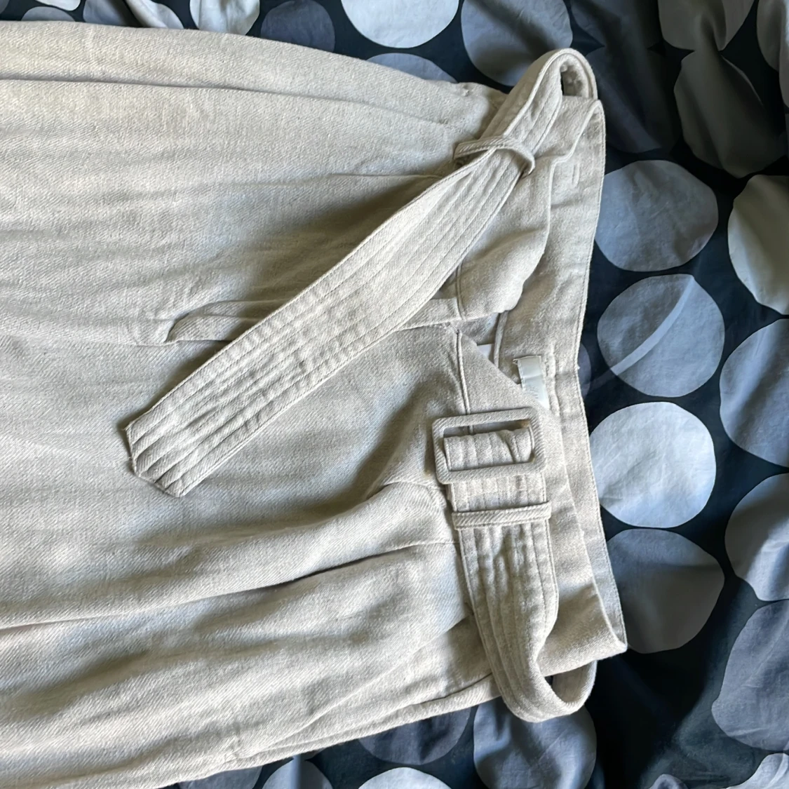 White cotton and linen wide-leg pants  - 90