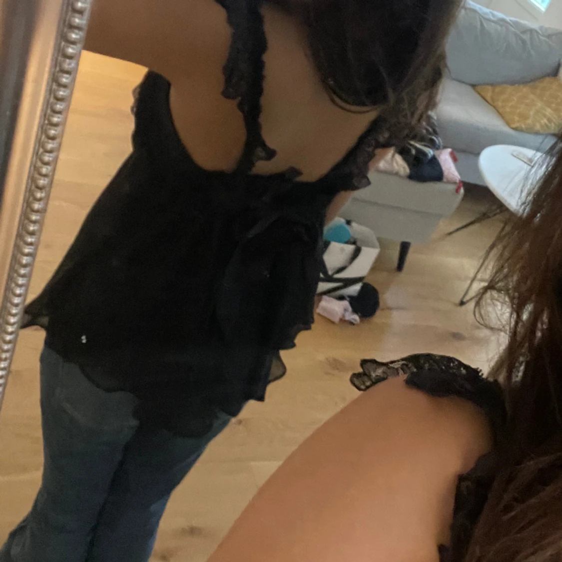 Svart spets topp  - 90