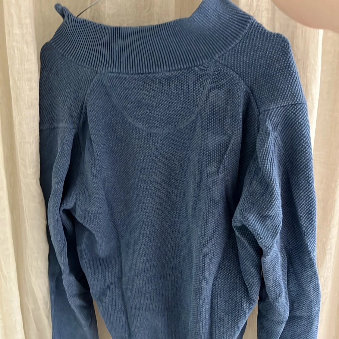 Stickad gant ful zip, ljusblå - 90