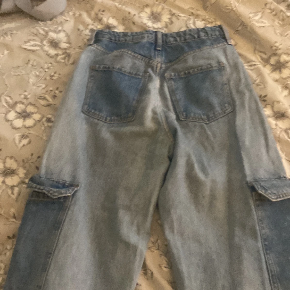 blåa högmidjade wide jeans - 91